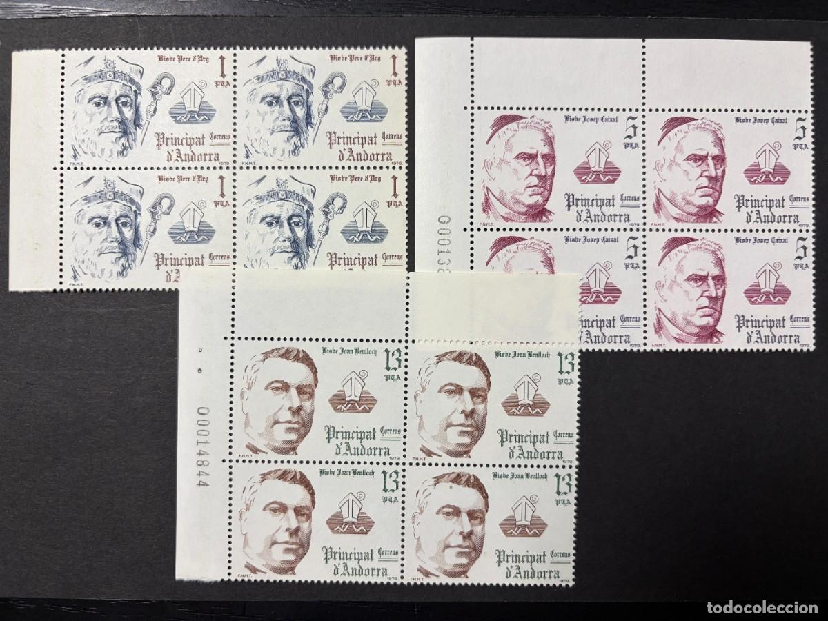 Sellos: ANDORRA ESPA&Ntilde;OLA, 1979. EDIFIL 130/32.COPR&Iacute;NCIPES EPISCOPALES. NUEVOS. SIN FIJASELLOS. BLOQUE 4