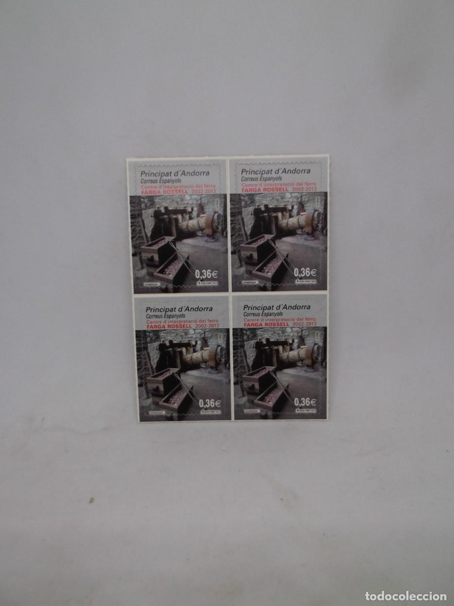Sellos: Principado de Andorra 2012 Centro interpretaci&oacute;n del hierro.Bloque de cuatro adhesivos nuevos
