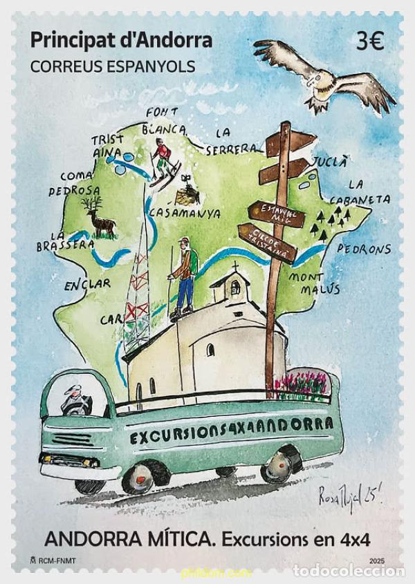Sellos: 767829 MNH ANDORRA. Adm&oacute;n espa&ntilde;ola 2025 ANDORRA M&iacute;TICA - EXCURSIONS EN 4 X 4