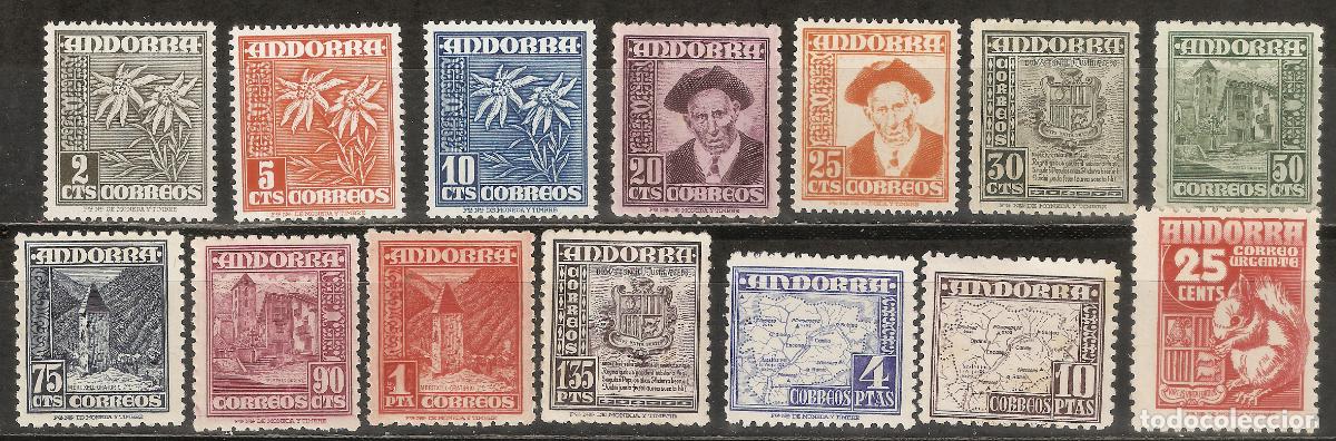 Sellos: ANDORRA ESPA&Ntilde;OLA 1948 EDIFIL 45/58** SIN FIJASELLOS