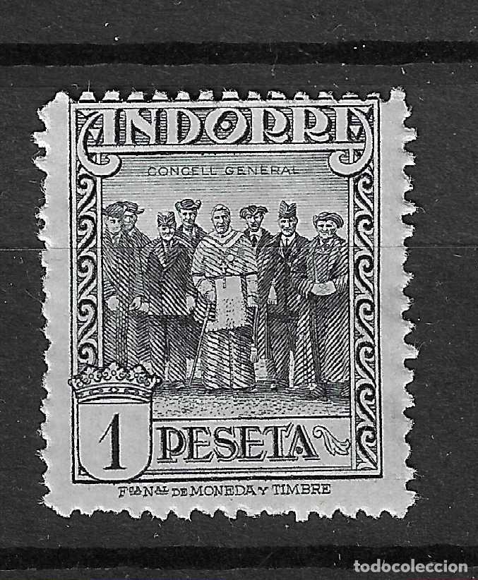 Sellos: ANDORRA ESPA&Ntilde;OLA 1929 EDIFIL 24* CON FIJASELLOS
