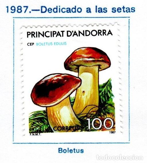 Sellos: Andorra Espa&ntilde;ola. Setas. 1987. Edifil 201. S. Completa. Nuevo con charnela