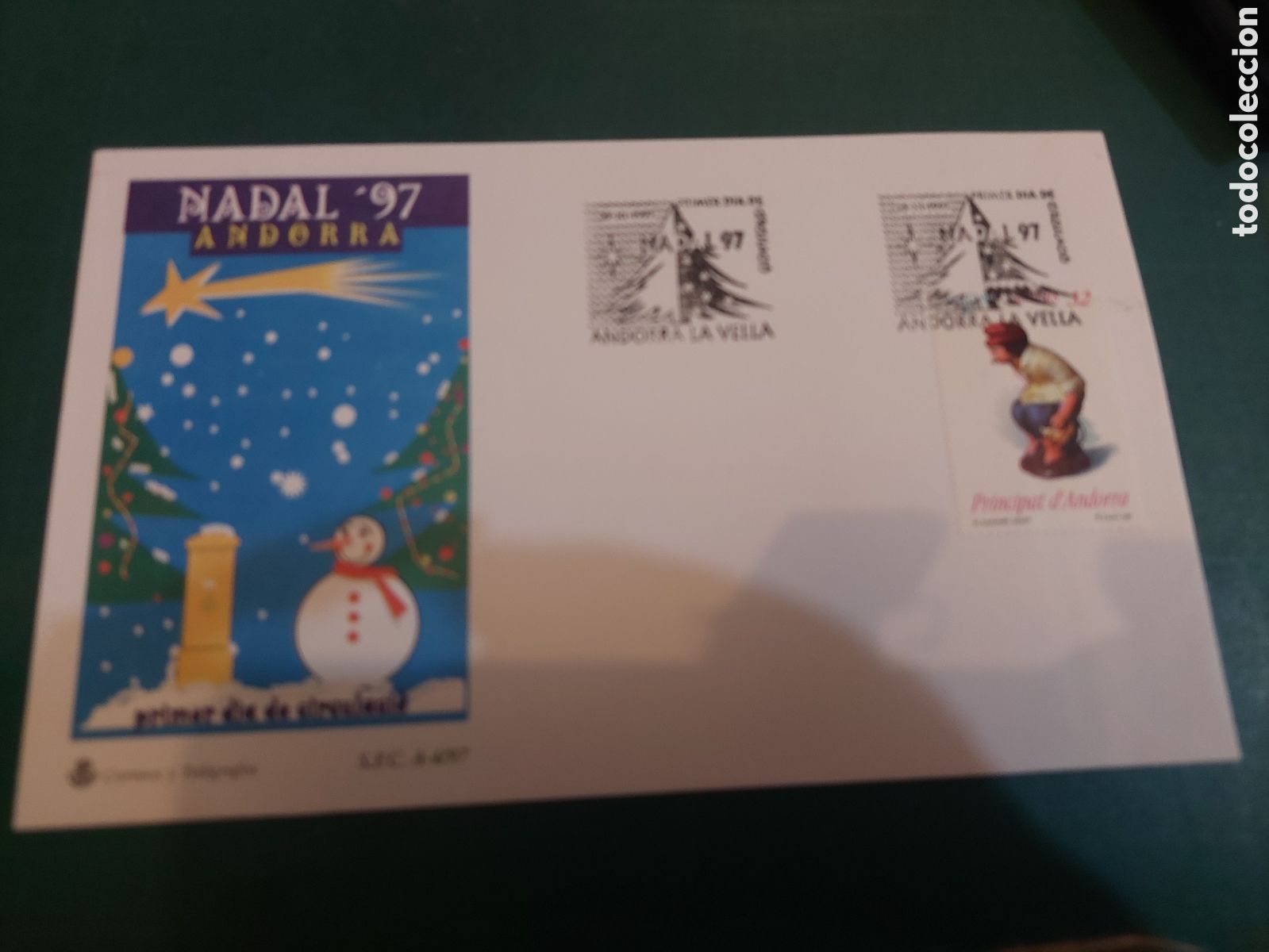 Sellos: 1997 ANDORRA ESPA&Ntilde;OLA EDIFIL 260 NAVIDAD BUZON,MULECO NIEVE ESTRELLA ARBOL FLORA CAGANER MAITP 1997