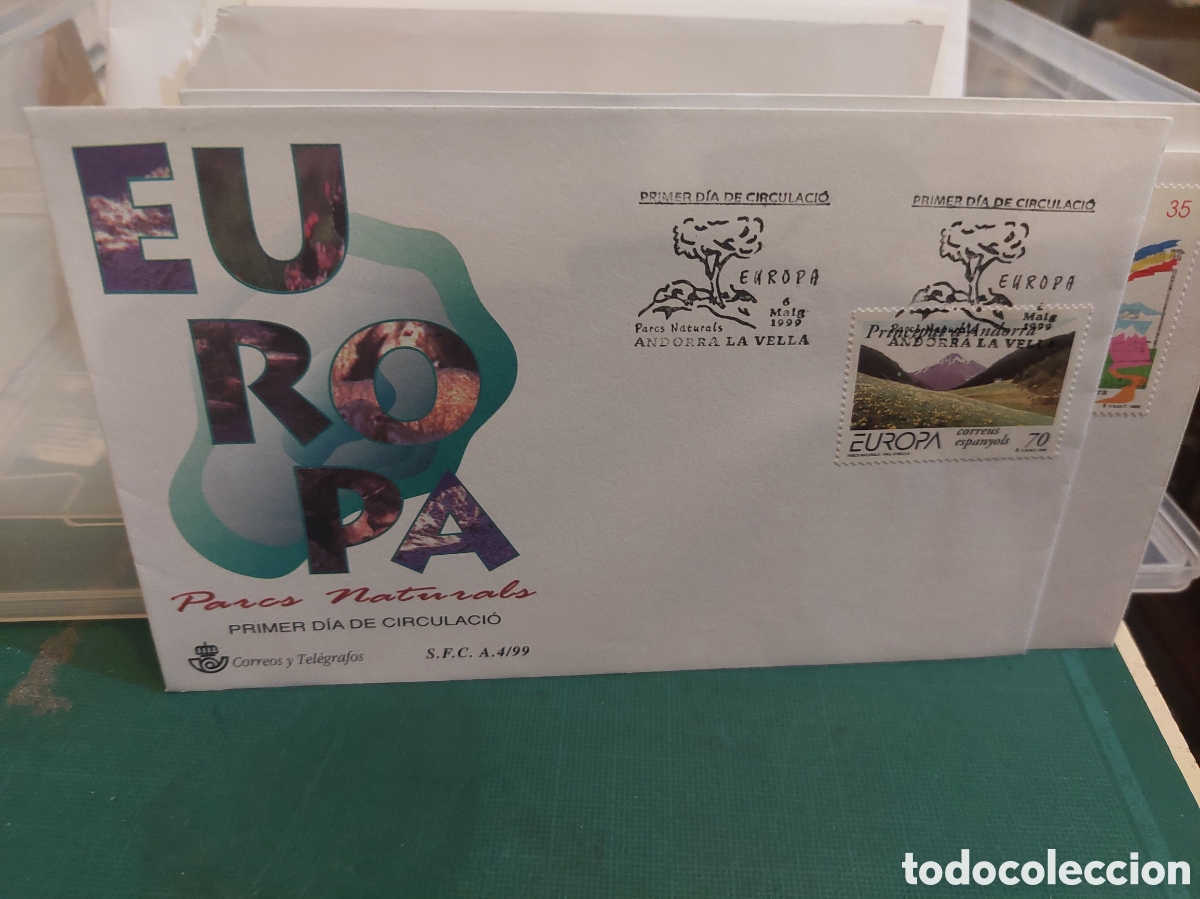 Sellos: 1990 ANDORRA ESPA&Ntilde;OLA EDIFIL 4 EUROPA PAISAJES NATURALEZA PARQUES NATURALES