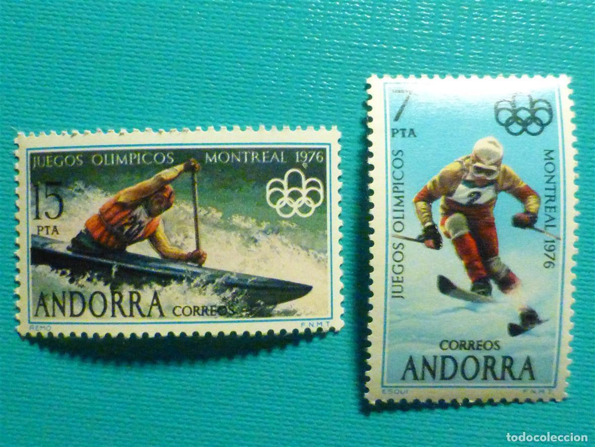 Sellos: Sello - Andorra Correo Espa&ntilde;ol - Edifil 104, 105 - A&ntilde;o 1976 - Seriee Juegos Montreal, Remo - Nuevos