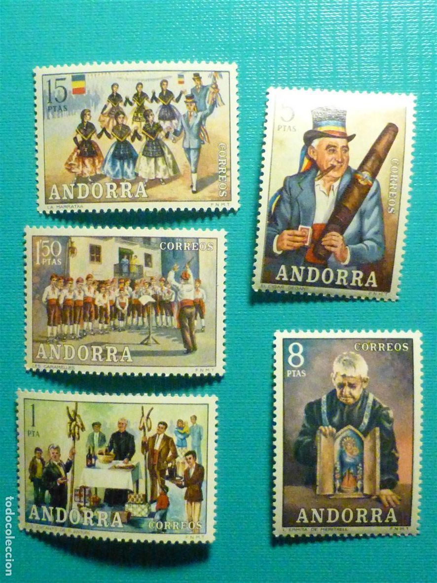 Sellos: Sello - Andorra Correo Espa&ntilde;ol - Edifil 80, 81, 82, 83, 84 - A&ntilde;o 1972 - Serie Costumbres - Nuevos