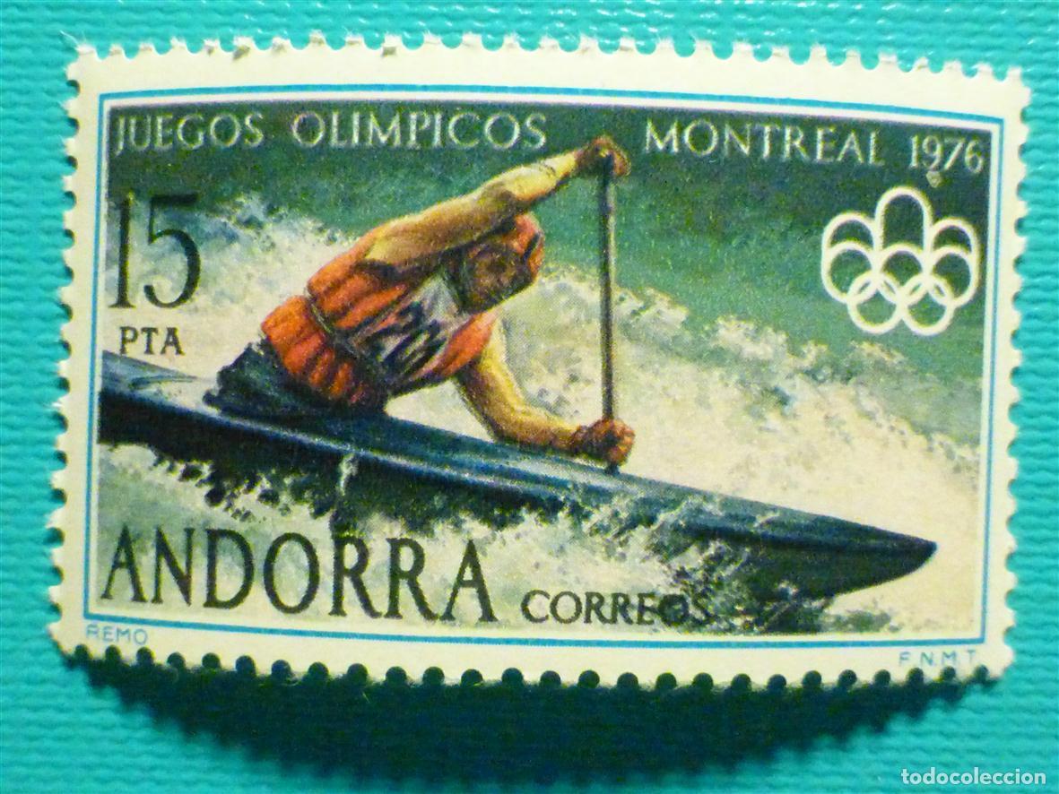 Sellos: Sello - Andorra Correo Espa&ntilde;ol - Edifil 105 - 15 PTA - A&ntilde;o 1976 - Juegos Montreal, Remo - Nuevo
