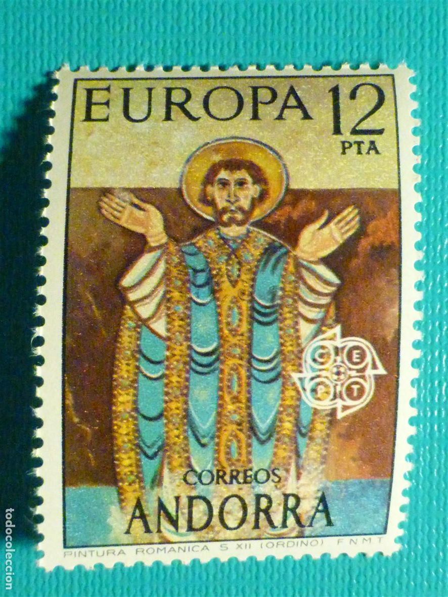 Sellos: Sello - Andorra Correo Espa&ntilde;ol - Edifil 98, 12 Pts, A&ntilde;o 1975 - Sere Pinturas Iglesia Ordino - Nuevo
