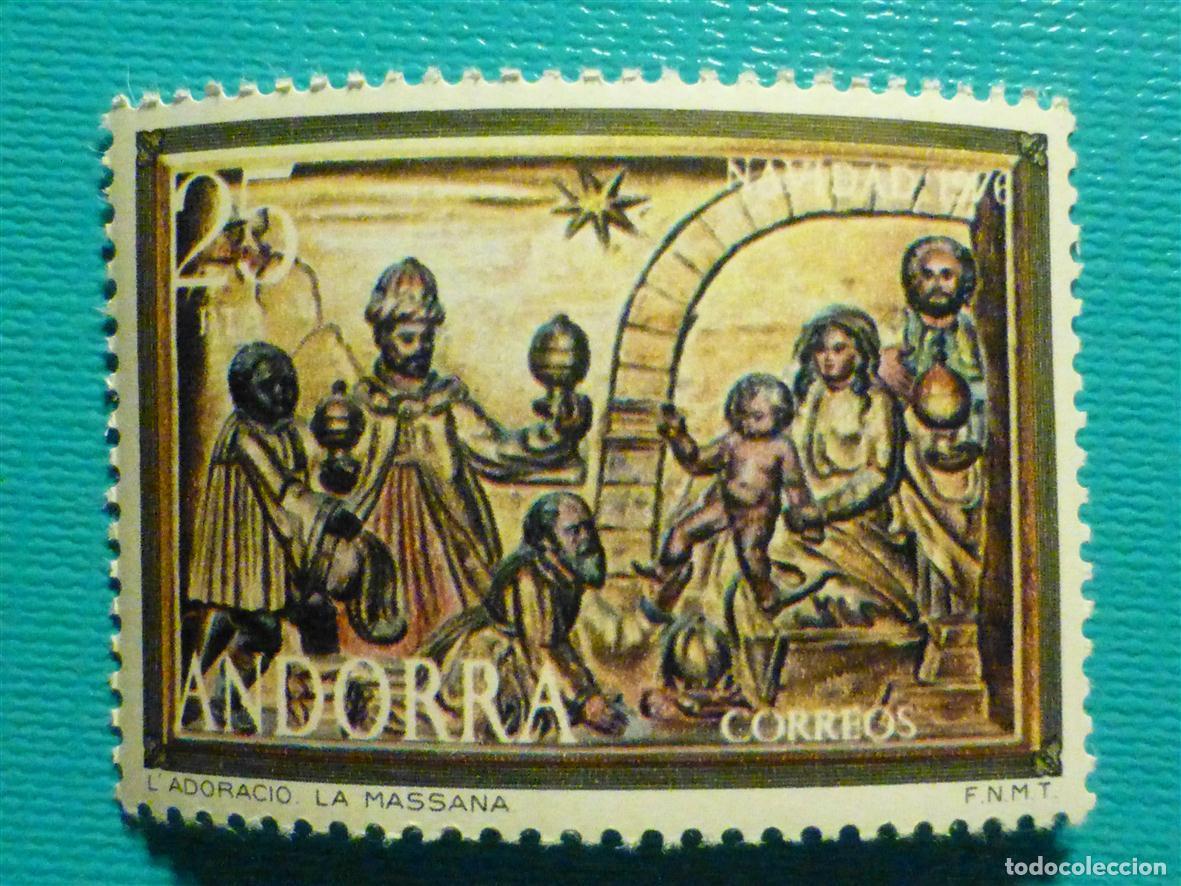 Sellos: Sello - Andorra Correo Espa&ntilde;ol - Edifil 107 - A&ntilde;o 1976 - Navidad Pinturas Iglesia Massana - Nuevo