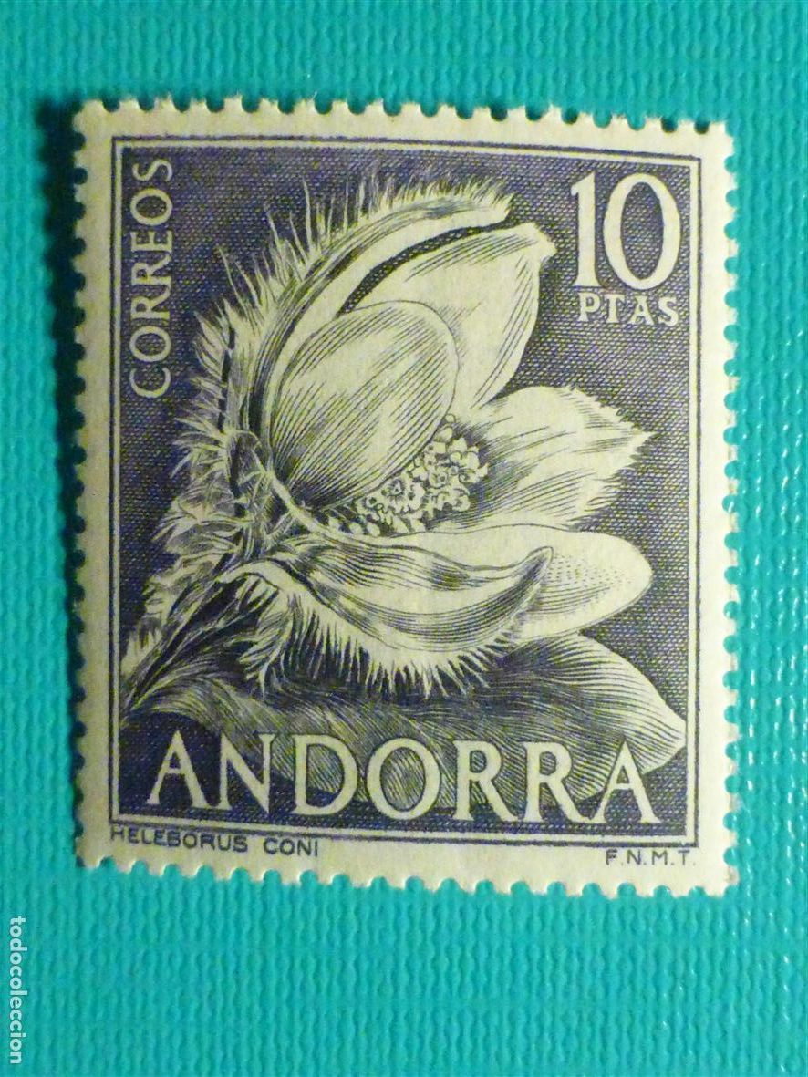 Francobolli: SELLO - ANDORRA CORREO ESPA&Ntilde;OL - EDIFIL 71 - 1966 - 10 PTA Violeta - Tipos diversos - Flores