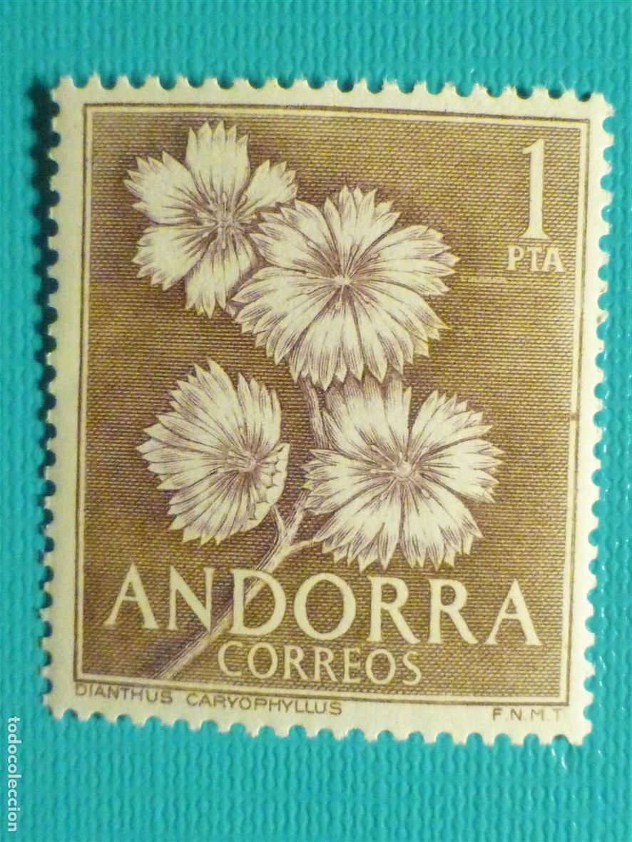 Briefmarken: Sello - Andorra Correo Espa&ntilde;ol - Edifil 69 - A&ntilde;o 1966 - 1 PTA Casta&ntilde;o - Tipos diversos - Flores