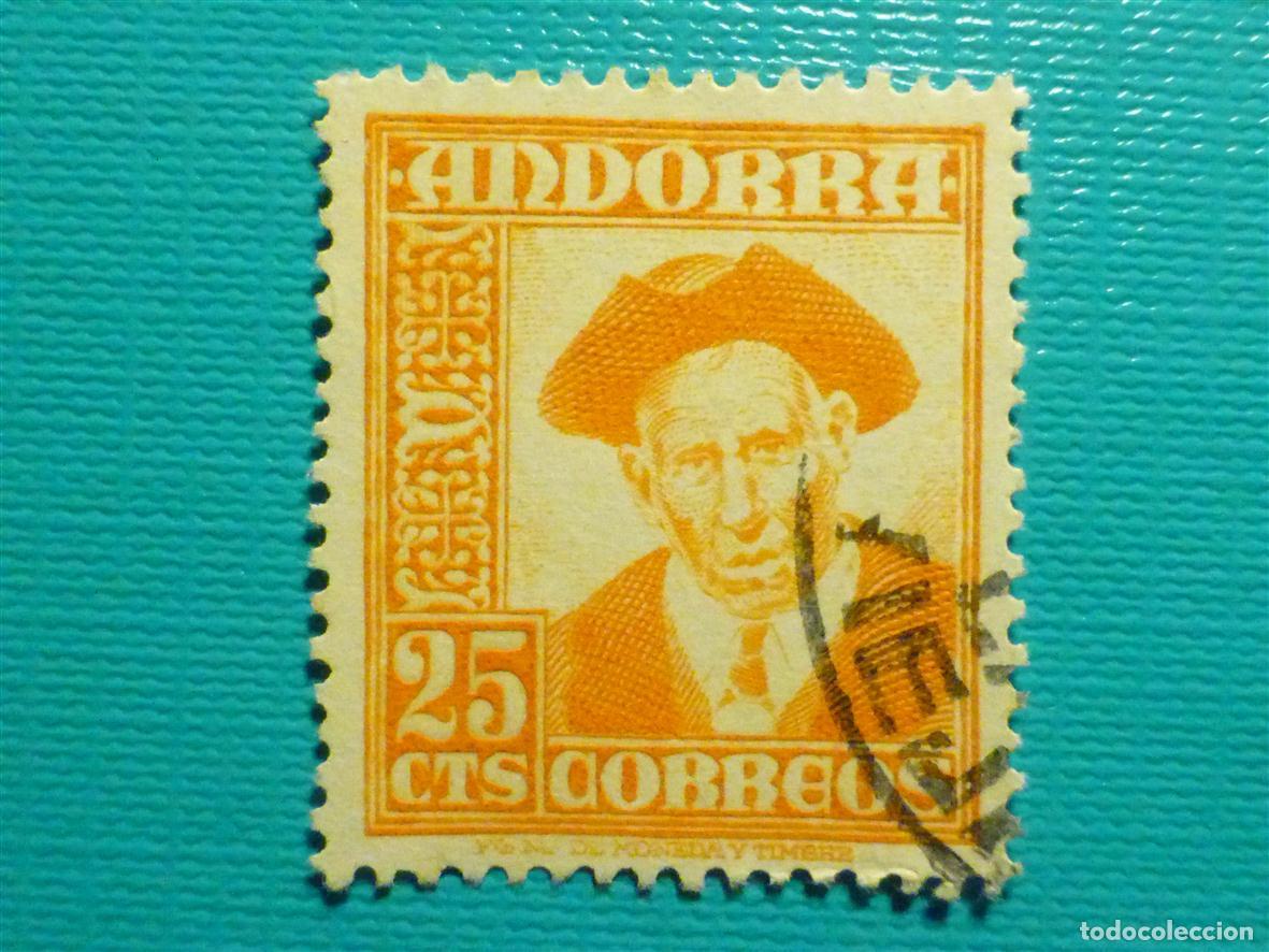 Francobolli: SELLO - ANDORRA CORREO ESPA&Ntilde;OL - EDIFIL 49 - A&ntilde;o 1948 - 25 CTS Naranja - Edelweis