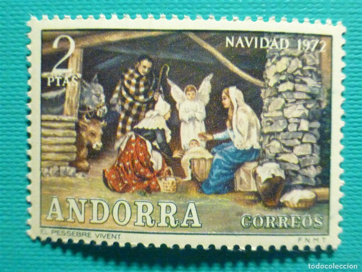 Sellos: Sello - Andorra Correo Espa&ntilde;ol - Edifil 79 - 2 PTAs - A&ntilde;o 1972 - Navidad - Pesebre Viviente - Nuevo