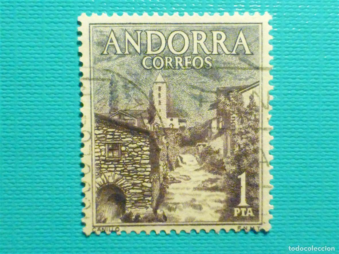 Sellos: Sello - Andorra Correo Espa&ntilde;ol - Edifil 62 - 1 Pta - Pizarra - A&ntilde;o 1963-64 - Tipos