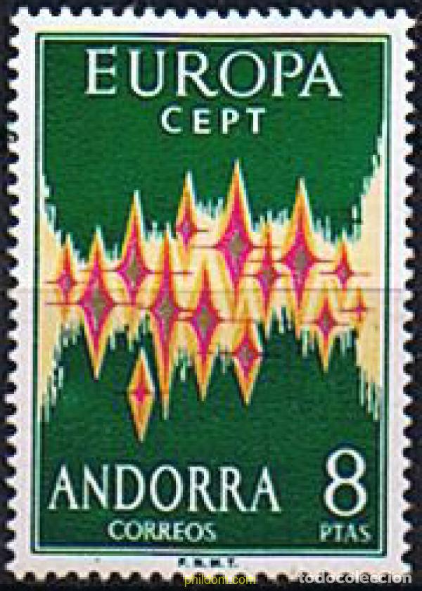 Sellos: 615600 HINGED ANDORRA. Adm&oacute;n espa&ntilde;ola 1972 EUROPA CEPT. COMUNICACIONES