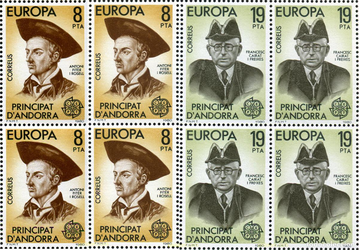 Sellos: 307676 MNH ANDORRA. Adm&oacute;n espa&ntilde;ola 1980 EUROPA CEPT. GENTE FAMOSA