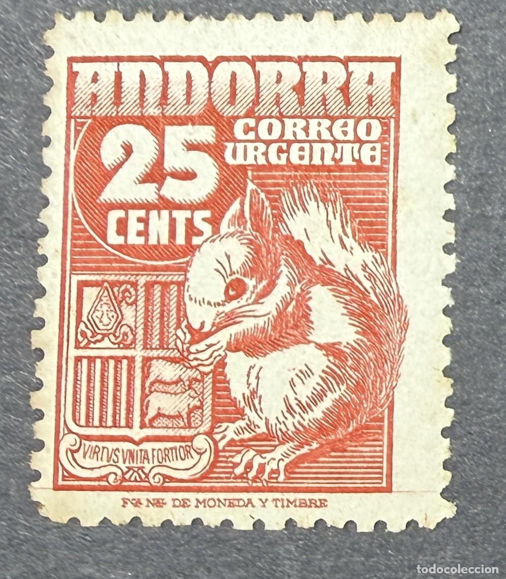 Sellos: ANDORRA, 1949. EDIFIL 58. ARDILLA ROJA EUROASI&Aacute;TICA. NUEVO. SIN FIJASELLOS.