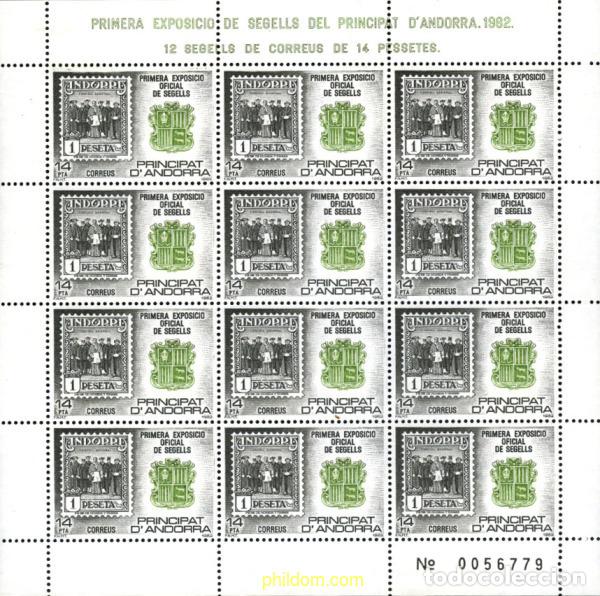 Briefmarken: 11473 MNH ANDORRA. Adm&oacute;n espa&ntilde;ola 1982 PRIMERA EXPOSICION OFICIAL DE SELLOS ANDORRANOS