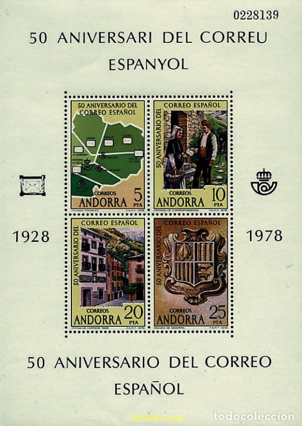 Briefmarken: 46147 MNH ANDORRA. Adm&oacute;n espa&ntilde;ola 1978 50 ANIVERSARIO DEL CORREO ESPA&Ntilde;OL