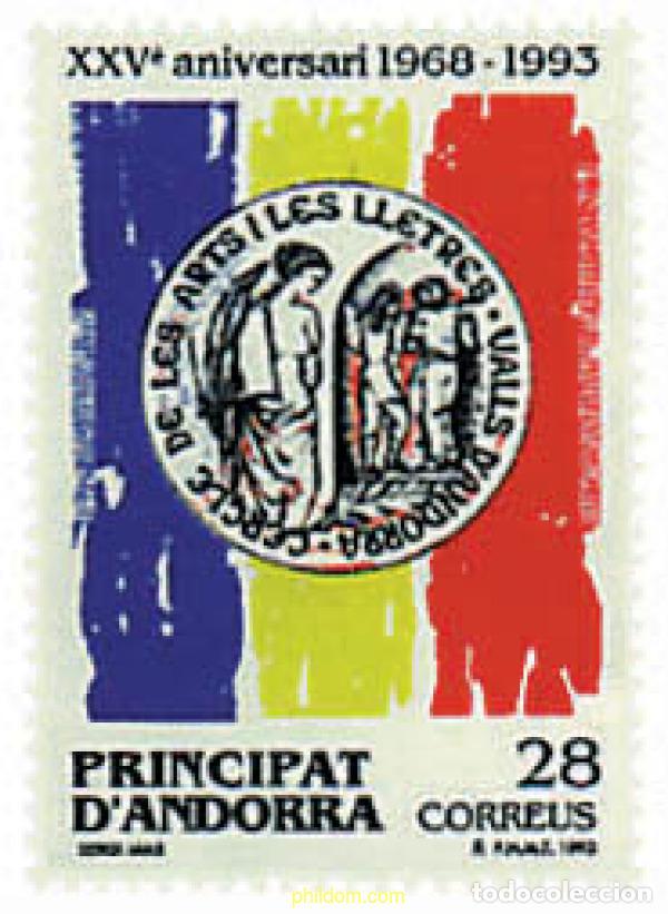 Sellos: 46192 MNH ANDORRA. Adm&oacute;n espa&ntilde;ola 1993 25 ANIVERSARIO DEL CIRCULO DE LAS ARTES Y LAS LETRAS DE LE