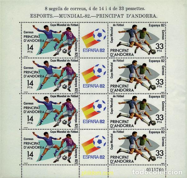 Sellos: 9290 MNH ANDORRA. Adm&oacute;n espa&ntilde;ola 1982 COPA DEL MUNDO DE FUTBOL. ESPA&Ntilde;A-82