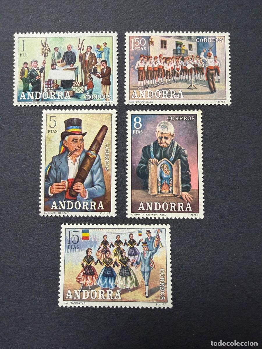 Sellos: ANDORRA ESPA&Ntilde;OLA, 1972. EDIFIL 80/84. COSTUMBRES POPULARES. SERIE COMPLETA. NUEVOS. SIN FIJASELLOS