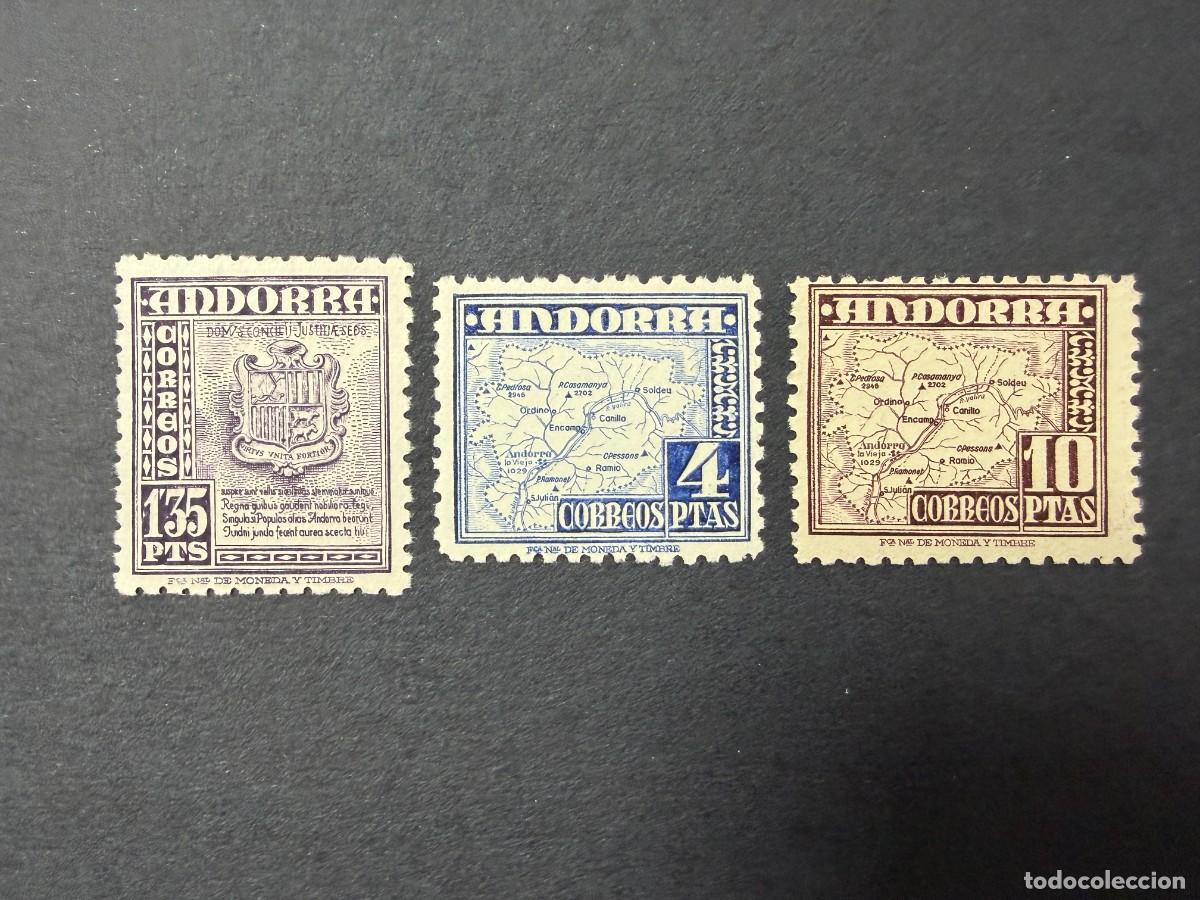 Sellos: ANDORRA ESPA&Ntilde;OLA, 1948. EDIFIL 55/57. MANUEL ARENY. NUEVOS. SIN FIJASELLOS. BLOQUES DE 2