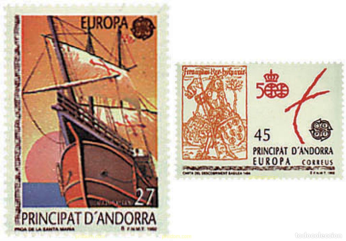 Sellos: 62805 MNH ANDORRA. Adm&oacute;n espa&ntilde;ola 1992 EUROPA CEPT. 500 ANIVERSARIO DEL DESCUBRIMIENTO DE AMERICA