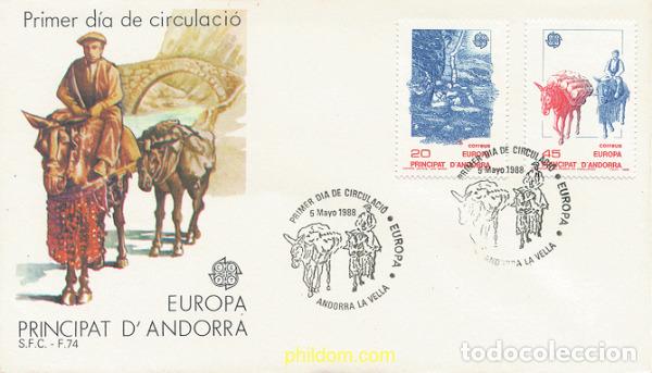 Sellos: 24139 MNH ANDORRA. Adm&oacute;n espa&ntilde;ola 1988 EUROPA CEPT. TRANSPORTE Y MEDIOS DE COMUNICACION