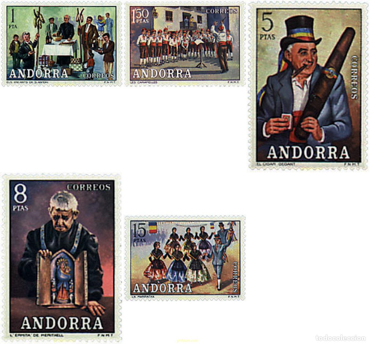 Sellos: 46136 MNH ANDORRA. Adm&oacute;n espa&ntilde;ola 1972 COSTUMBRES POPULARES