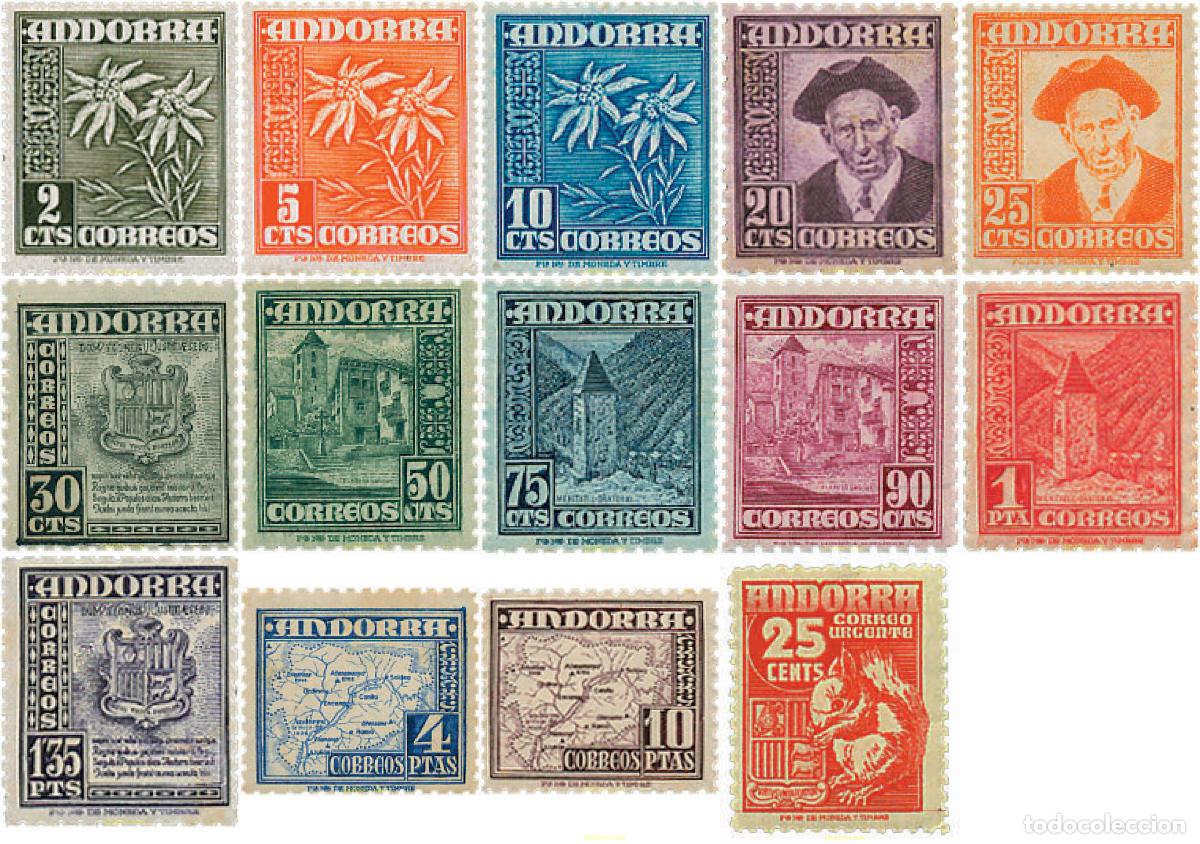 Sellos: 111191 MNH ANDORRA. Adm&oacute;n espa&ntilde;ola 1948 SIMBOLOS NACIONALES