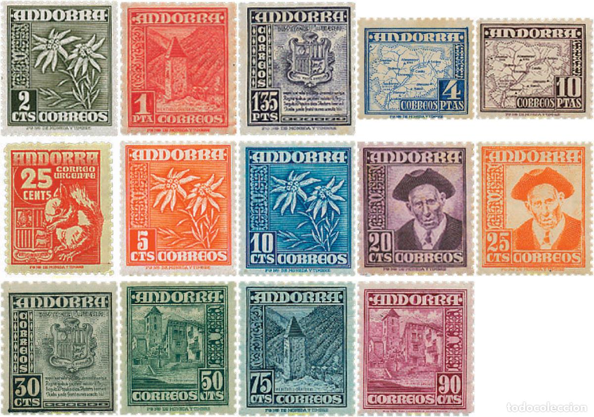 Sellos: 246849 HINGED ANDORRA. Adm&oacute;n espa&ntilde;ola 1948 SIMBOLOS NACIONALES