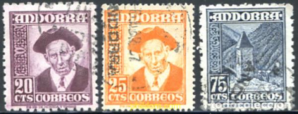 Timbres: 249460 USED ANDORRA. Adm&oacute;n espa&ntilde;ola 1948 SIMBOLOS NACIONALES