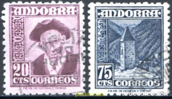 Timbres: 249461 USED ANDORRA. Adm&oacute;n espa&ntilde;ola 1948 SIMBOLOS NACIONALES