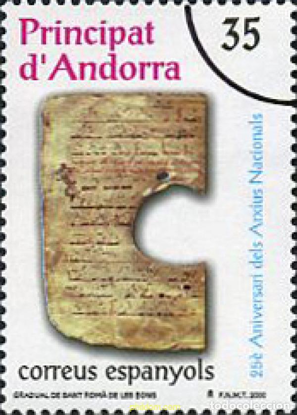 Sellos: 208594 MNH ANDORRA. Adm&oacute;n espa&ntilde;ola 2000 25 ANIVERSARIO DE LOS ARCHIVOS NACIONALES