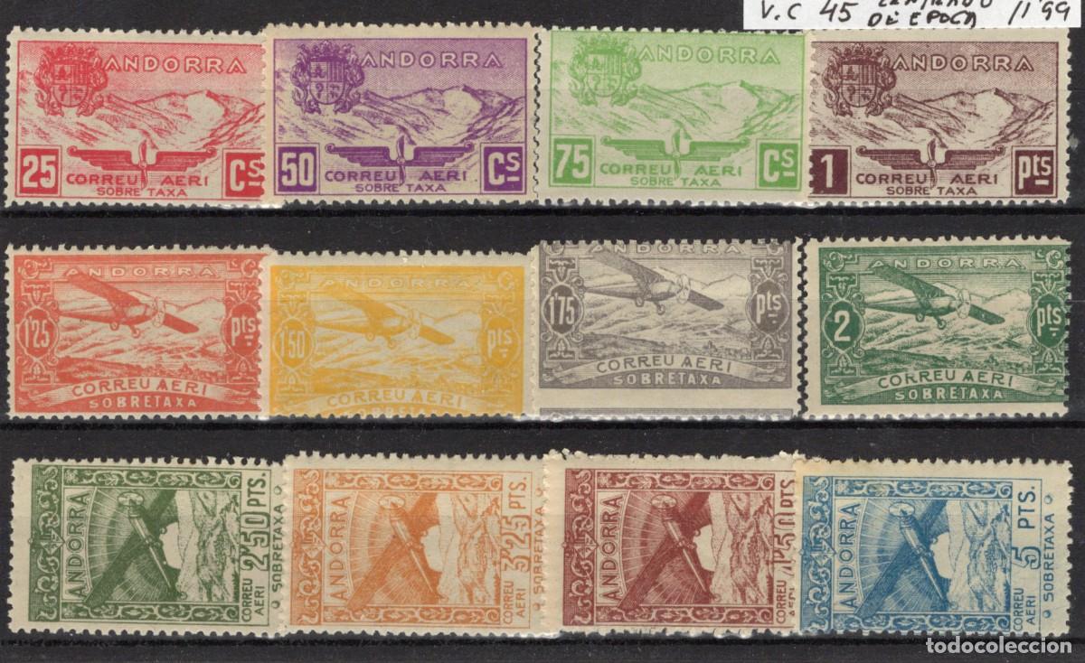 Francobolli: Sellos dependencias espa&ntilde;olas ANDORRA ESPA&Ntilde;OLA a&ntilde;o 1932 EDIFIL NE13/NE24** centrado de epoca v.c. 45