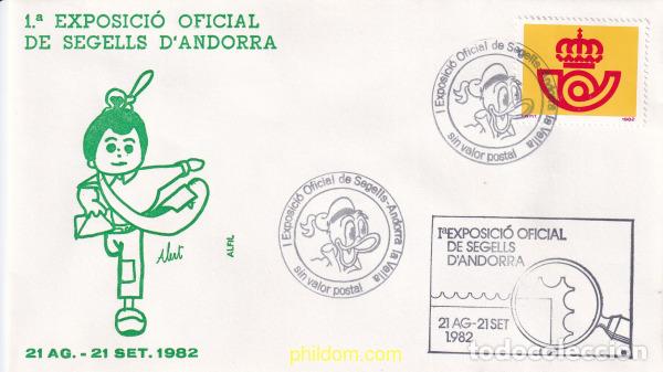 Sellos: 730046 USED ANDORRA. Adm&oacute;n espa&ntilde;ola 1982 PRIMERA EXPOSICI&Oacute;N OFICIAL DE SELLOS DE ANDORRA