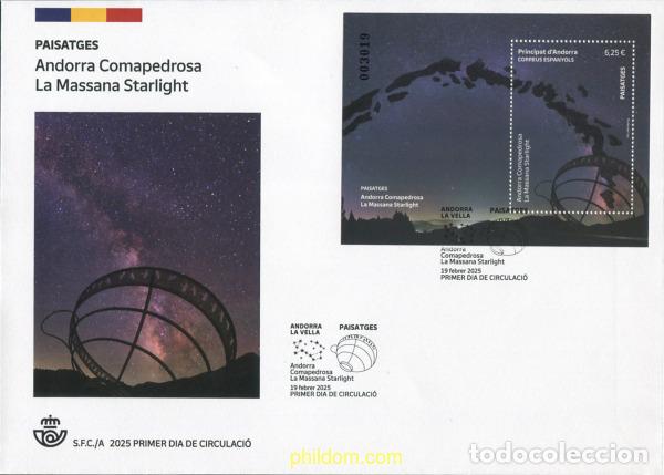 Sellos: 756639 MNH ANDORRA. Adm&oacute;n espa&ntilde;ola 2025 PAISATGES. ANDORRA COMAPEDROSA. LA MASSANA STARLIGHT