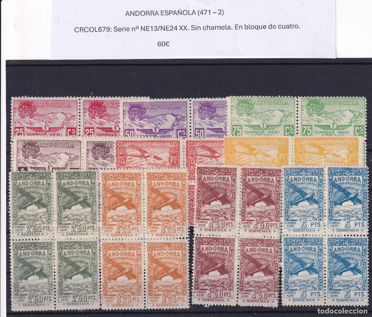 Sellos: CRCOL679 SELLOS ANDORRA N&ordm; NE13/NE24 BLOQUE 4 XX VER DESCRIP. EN FOTO