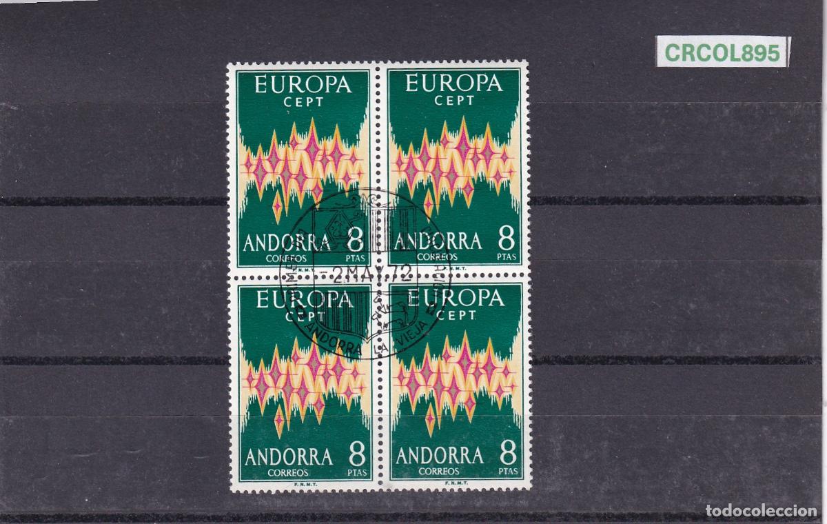 Sellos: CRCOL895 SELLOS ESPA&Ntilde;A COLONIA ANDORRA N&ordm; 72 BLOUQE DE 4