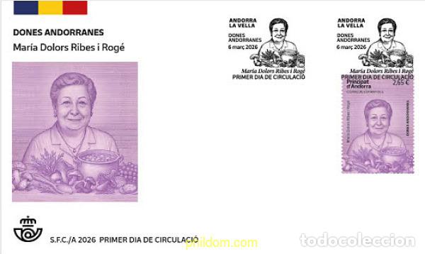 Sellos: 782522 MNH ANDORRA. Adm&oacute;n espa&ntilde;ola 2026 DONES ANDORRANES. MARIA DOLORS RIBES I ROG&eacute;.