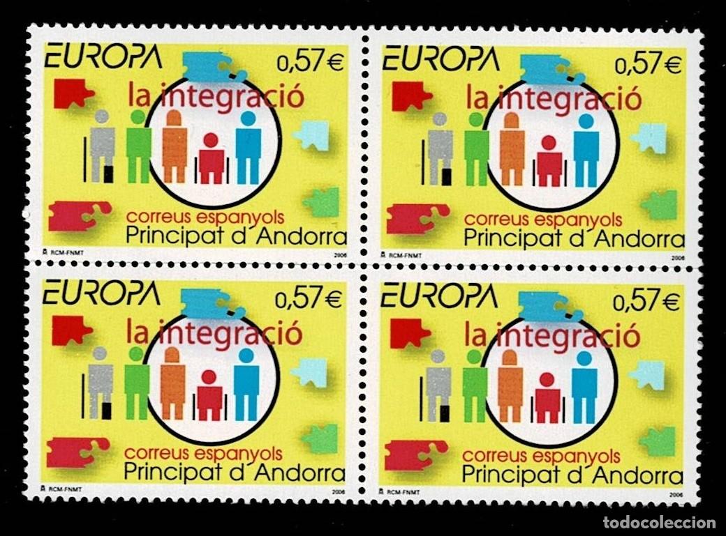 Sellos: ANDORRA ESPA&Ntilde;OLA A&ntilde;o 2006 Tema EUROPA Edifil n&ordm; 338 en Bloque de 4 Sin fijasellos