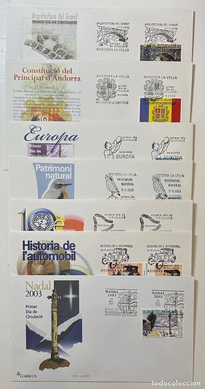 Sellos: CRS1249 SOBRES PRIMER DIA ANDORRA 2003 COMPLETO