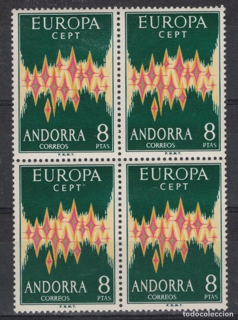 Stamps: Sellos DEPENDENCIAS ESPA&Ntilde;OLAS ANDORRA Edifil 72** bloque de 4 en NUEVO v.c. 128 &euro;