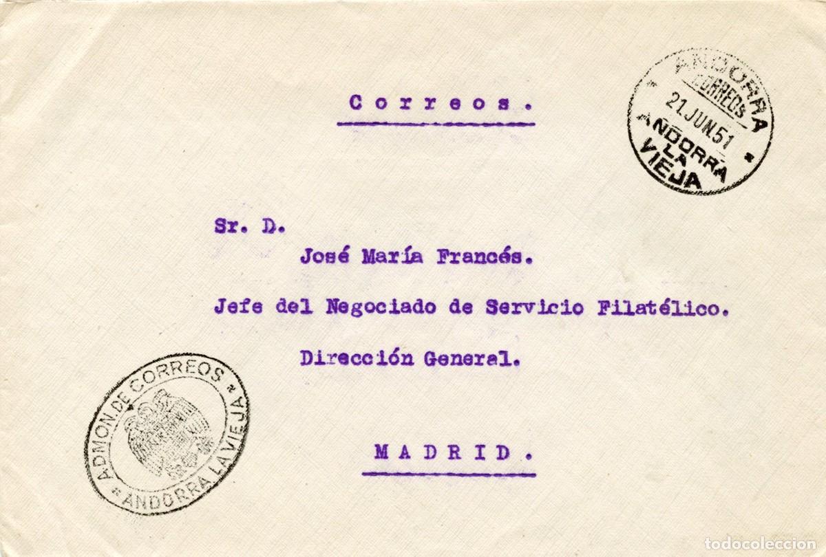 Sellos: ANDORRA. H&ordf; POSTAL MODERNA. CORRESPONDENCIA OFICIAL DEL ADMINISTRADOR DE CORREO ESPA&Ntilde;OL AL JEFE DEL
