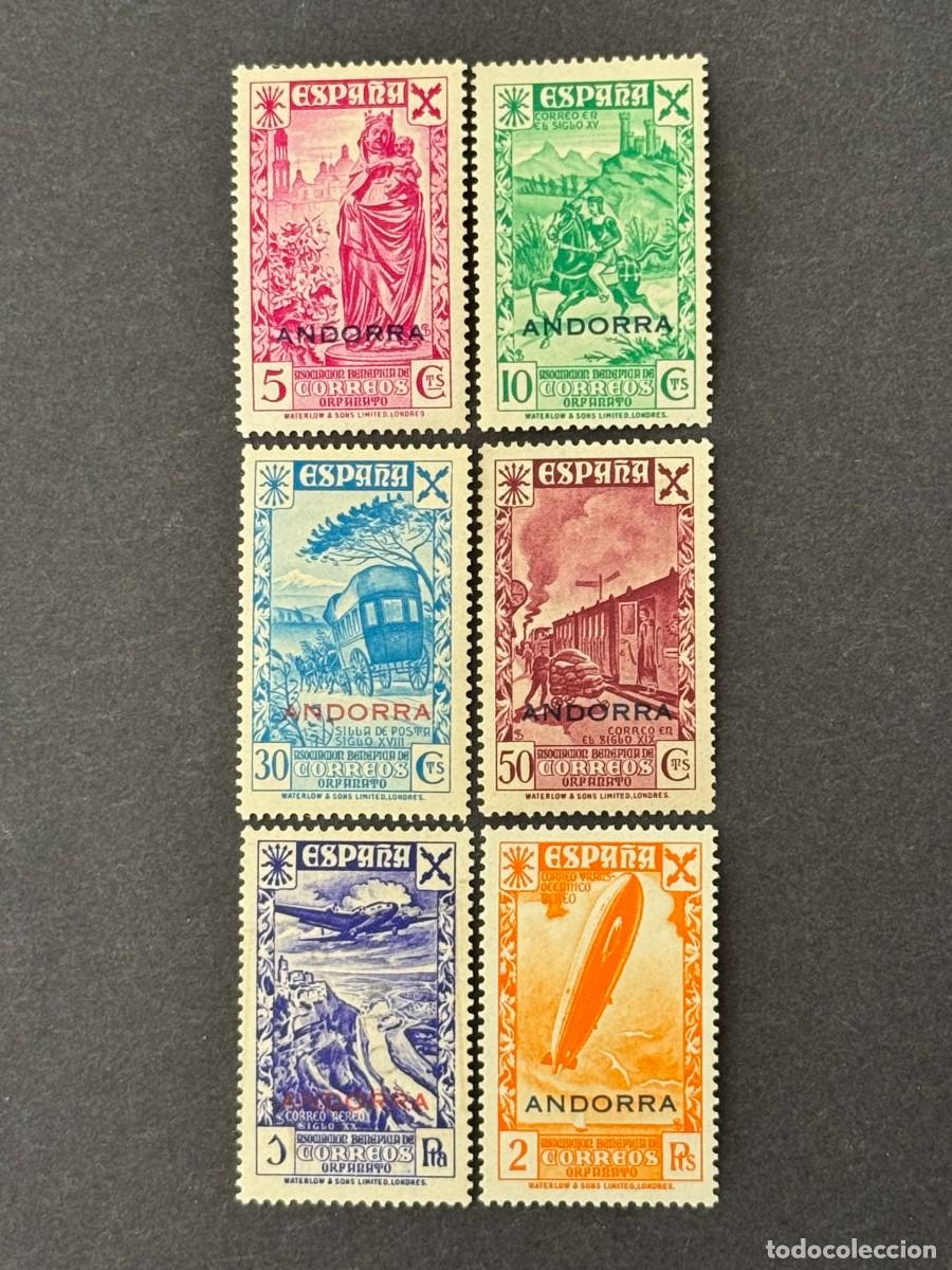Sellos: Andorra, Sellos ben&eacute;ficos de Espa&ntilde;a, habilitados, beneficencia, 1943, Edifil 7 al 12, nuevos