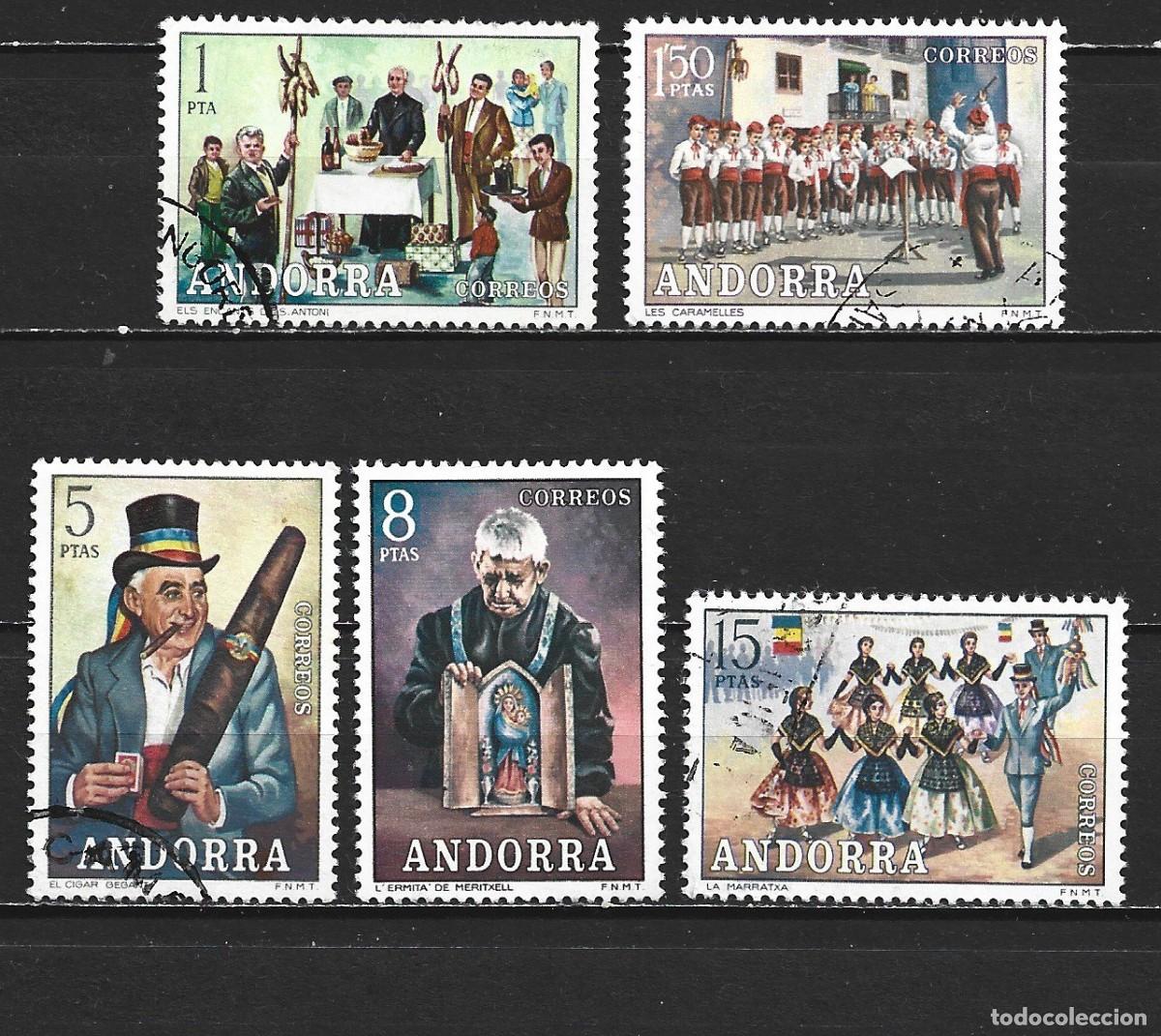 Sellos: ANDORRA EDIFIL NUM. 80/84 SERIE COMPLETA USADA