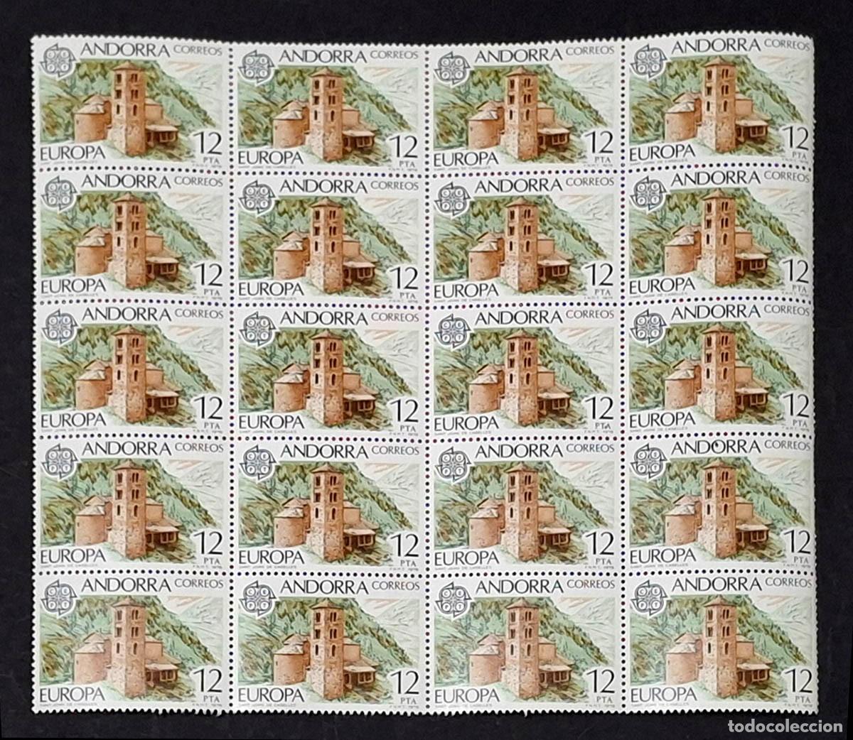 Sellos: 1974 Andorra CEPT Edifil 117 pliego de 20 sellos