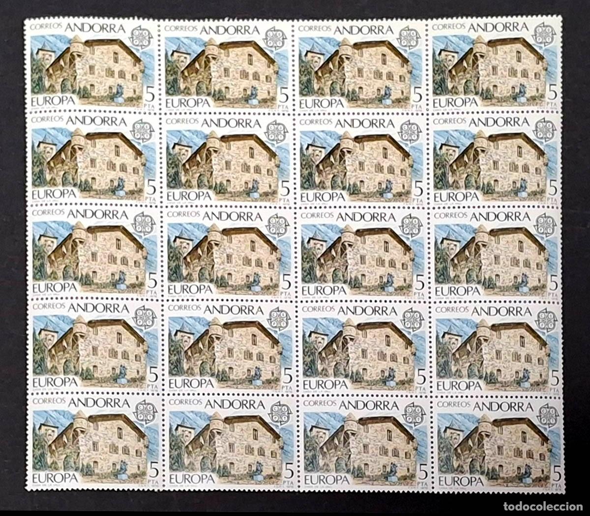 Sellos: 1975 Andorra CEPT Edifil 118 pliego de 20 sellos