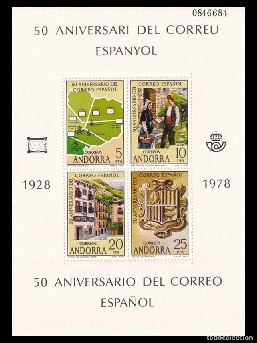 Sellos: Andorra 1978, 50 Aniversari del Correu Espanyol